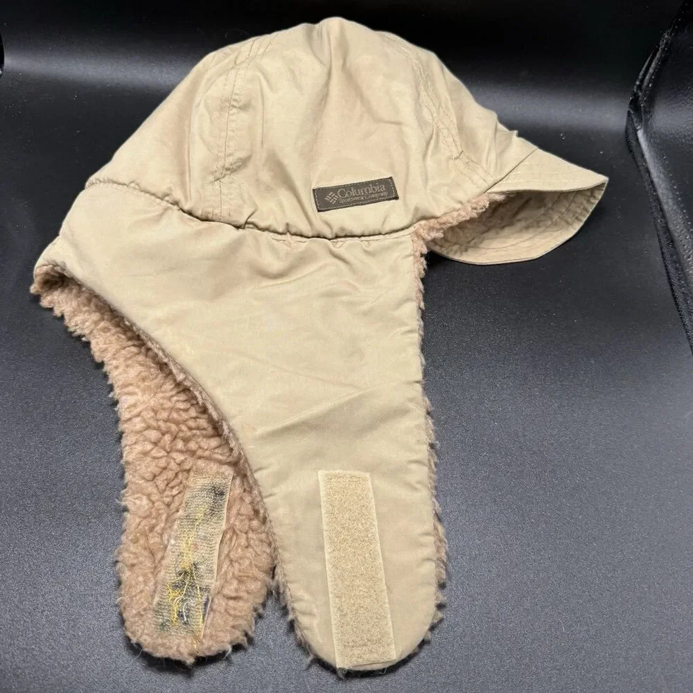 Vintage Columbia Hiking Trapper Hat Men's Large XL Brown Fleece Lined Ear Flaps